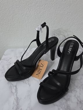 Classic Black High Heel Sandals with Ankle Strap